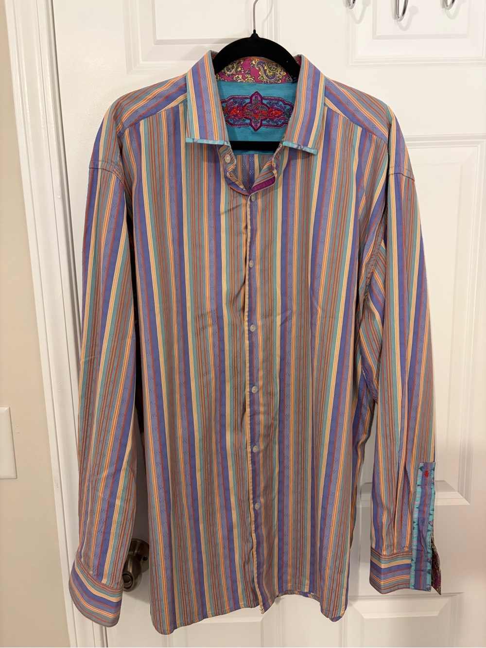 Robert Graham Vintage Men's Multicolor Striped Button-Up Shirt 3XL